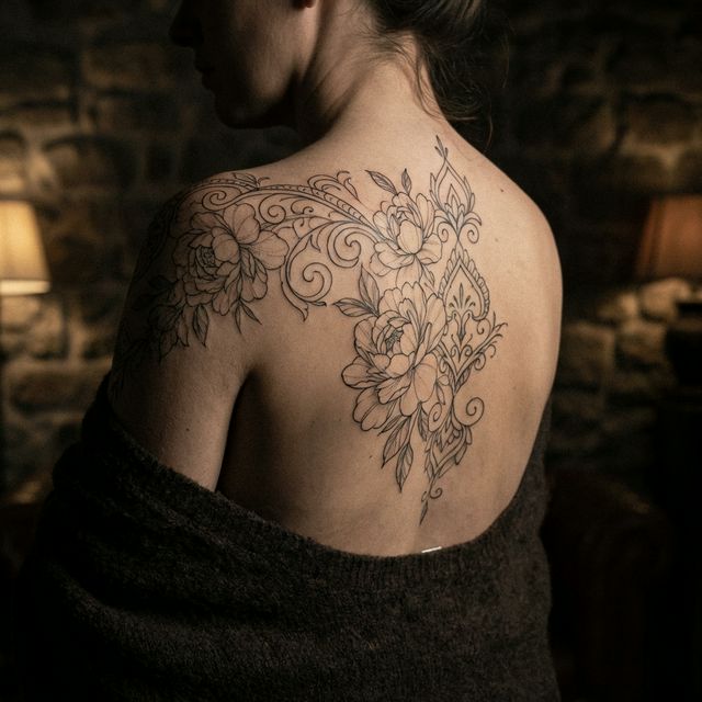 Tatouage floral dos